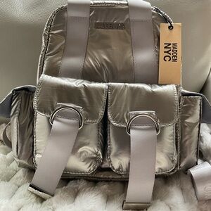 NWT  Madden NYC Metallic Silver City Backpack